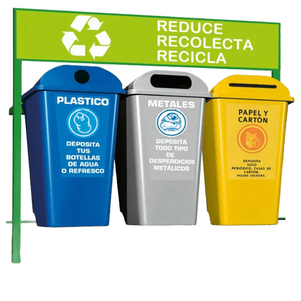 Contenedores Plásticos para Reciclaje estacion de reciclaje 3 contenedores 360 litros 420 litros 720 litros gris azul amarillo